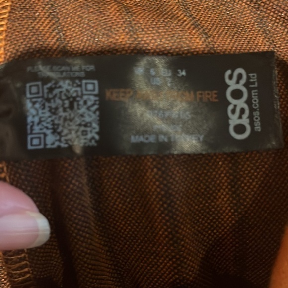 ASOS Wide Leg Culotte Windowpane Pants in Rust - Picture 12 of 13